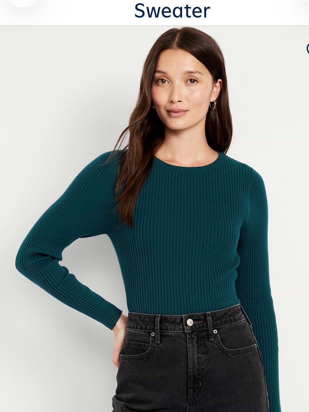 NWT Old Navy Ribbed Crewneck Sweater in Teal Green